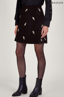 Monsoon Faye Embellished Velvet Black Skirt (353732) | 100 €