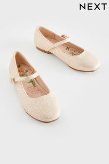 Champagne Gold Glitter Wide Fit (G) Mary Jane Occasion Shoes (353961) | SGD 41 - SGD 54