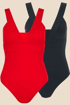 Accessorize Black/Red Lexi Shaping Swimsuits Set of 2 (354423) | 581 QAR