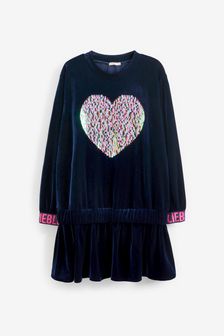 Темно-синее бархатное платье с сердцем из пайеток Billieblush (354759) | €42