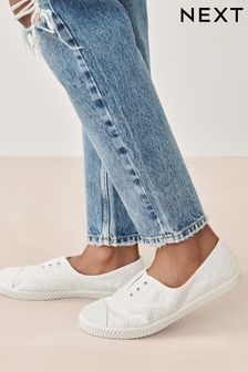 White Slip On Canvas Shoes (354961) | DKK159