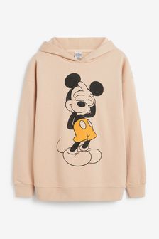 Ecru White Beige Mickey Mouse Graphic Hoodie (354977) | $45