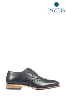 حذاء جلد بنقوش مخرمة أسود تلبيس عريض من Pavers (355298) | 383 ر.س