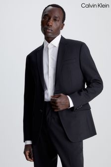 Calvin Klein Black Stretch Wool Slim Blazer (355486) | SGD 461