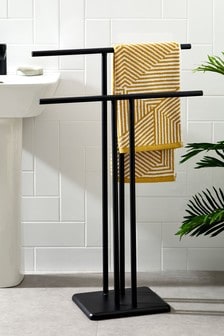 Black Double Freestanding Towel Rail (355877) | $79