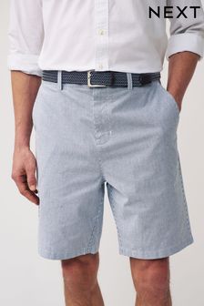Light Blue Cotton Oxford Chino Shorts with Belt Included (356125) | 129 QAR