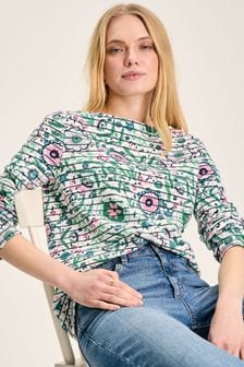 Joules New Harbour Floral Print Boat Neck Breton Top (356678) | AED183