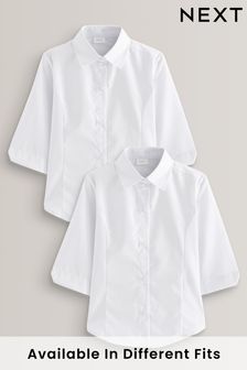 White 2 Pack Three Quarter Sleeve Blouses (3-17yrs) (356871) | €13 - €21.50