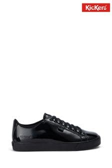 Kickers Youth Womens Tovni Lacer Vegan Patent Black Shoes (357242) | $94