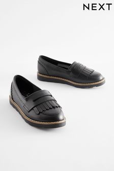 Black Leather Tassel Loafer School Shoes (357631) | €45 - €54