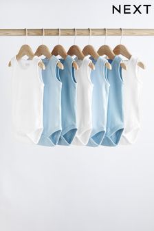 Blue/White 7 Pack Vest Bodysuits (0mths-3yrs) (357780) | kr161 - kr188