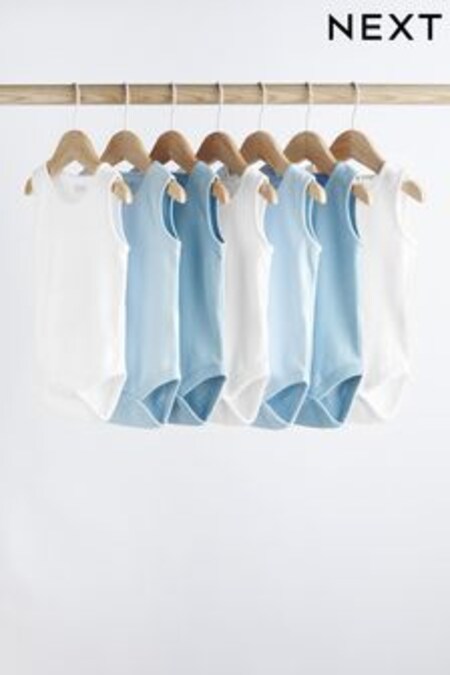 أزرق/أبيض - حزمة من 7 لباس قطعة واحدة صديري للبيبي (357780) | 61 ر.ق - 79 ر.ق