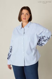 Live Unlimited Curve Blue Stripe Embroidered Shirt
