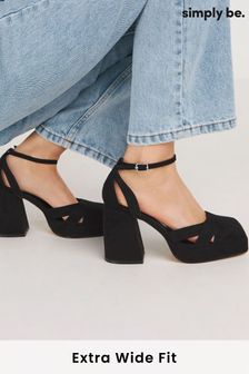 Simply Be Black Extra Wide Fit Platform Heeled Shoes (358183) | €53