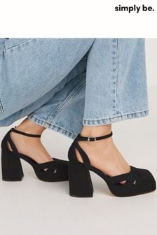 Simply Be Black Regular/Wide Fit Platform Heeled Shoes (358185) | ₪ 201