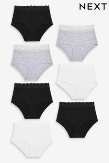Monochrome Full Brief Lace Trim Cotton Blend Knickers 7 Pack (358236) | INR 3,150