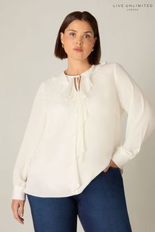 Live Unlimited Curve Ruffle Front White Blouse (358391) | SGD 114