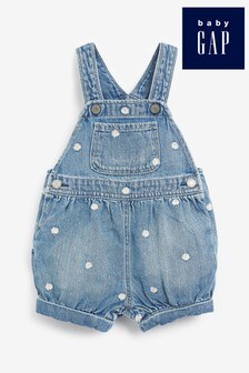 Salopette courte Gap à fleurs brodées bébé