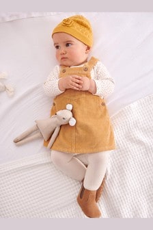  (358755) | HK$116 - HK$133 土黃色 - 嬰兒燈芯絨連衣裙和連身衣組 (0個月至2歲)