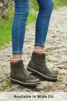 Khaki Green Regular/Wide Fit Forever Comfort Cross Pattern Front Zip Boots (359277) | 33 €