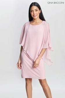 Gina Bacconi Pink Zenna Beaded Shoulder Chiffon Dress (359295) | 191 €
