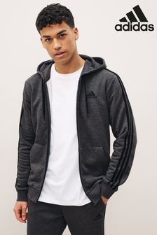 Dunkelgrau - Adidas Fleece 3-stripes Zip Through Hoodie (359516) | 67 €