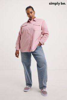 חולצת ג'ינס אוברסייז עם אפקט שטיפה בוורוד של Simply Be (359535) | ‏141 ‏₪