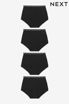 Black Full Brief Cotton Rich Logo Knickers 4 Pack (359536) | R300