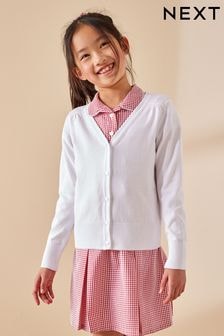 White Cotton Rich School V-Neck Cardigan (3-16yrs) (359709) | $14 - $22