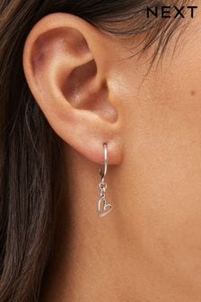 Sterling Silver Heart Drop Hoop Earrings (360424) | KRW27,200