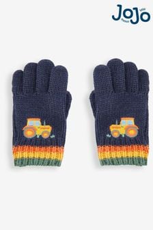 JoJo Maman Bébé Navy Tractor Appliqué Gloves (361489) | NT$720