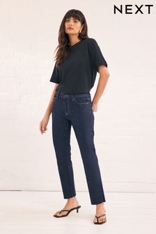 Clătiți albastru - Relaxed Slim Raw Hem Jeans (362410) | 177 LEI
