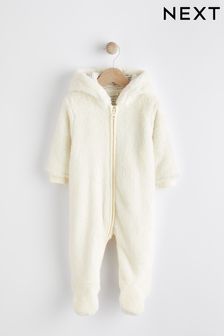 Ecru Cosy Fleece Bear Baby Pramsuit (362780) | $32 - $36