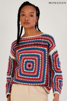 Monsoon Multi Crochet Square Jumper in Sustainable Cotton (363046) | 146 €