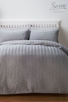 Serene Grey Seersucker Duvet Cover And Pillowcase Set (363099) | 30 € - 60 €