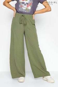 PixieGirl Petite Green Crepe Wide Leg Trousers (363128) | $66