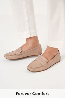 Blush Pink Regular/Wide Fit Forever Comfort® Leather Driver Shoes (363220) | $54