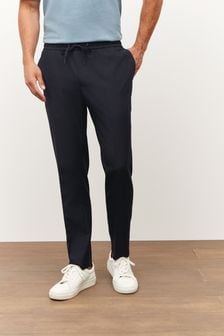 Navy Blue Slim Tapered Formal Co-ord: Joggers (363294) | $53
