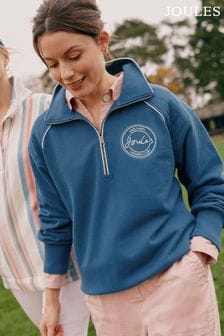 Blau - Joules Racquet Sweatshirt aus Baumwolle mit kurzem Reißverschluss (363893) | 86 €
