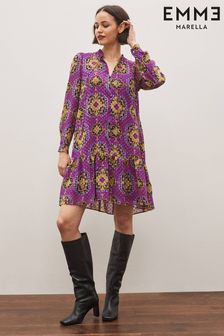 Фиолетовое ярусное платье мини с принтом Emme By Marella Bormida (364203) | €94