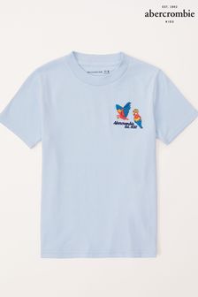 T-shirt Abercrombie & Fitch bleu imprimé au dos avec logo (364462) | €22