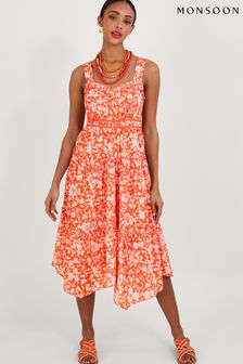 Monsoon Myra Kleid mit Zipfelsaum, Orange (364479) | 65 €
