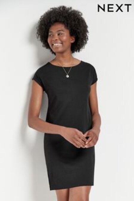 Black Relaxed Capped Sleeve Tunic Dress (364535) | €11
