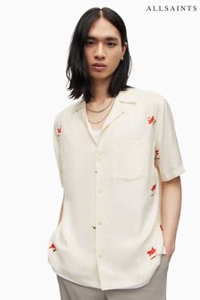AllSaints Cream Eivissa Short Sleeve Shirt (364625) | kr1,285