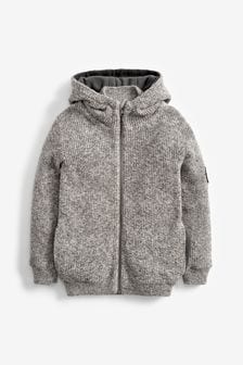 Knitted Zip Through Fleece Lined Hoodie (3-16yrs)