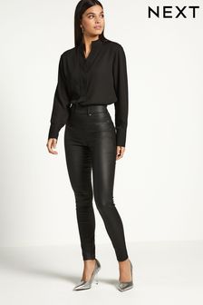Zwart - Vormgevende gecoate legging met elastische taille (365096) | €46