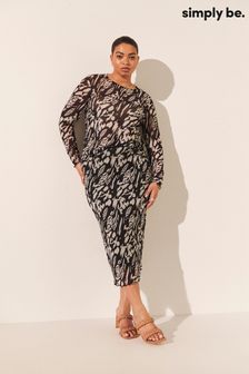 Simply Be Black Animal Print Unlined Mesh Overlock Top (365361) | 28 €
