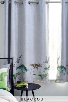Grey Dino Land Eyelet Blackout Curtains (365593) | €38 - €67
