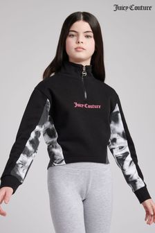 Juicy Couture Girls Marbel Print Panel 1/4 Zip Black Sweatshirt (365727) | $179 - $231