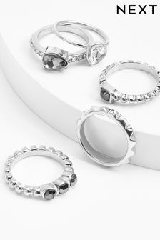 Silberfarben - Set mit Ringen mit Glitzerdesigns (365797) | 8 €